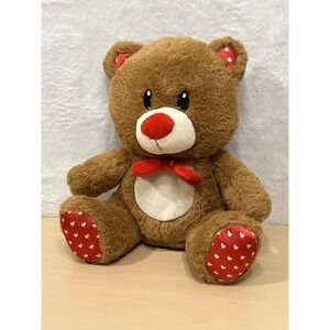 Fiesta Vernon VDAY Sitting Teddy Bear Plush 11.5" Brown Red Nose Heart Paws